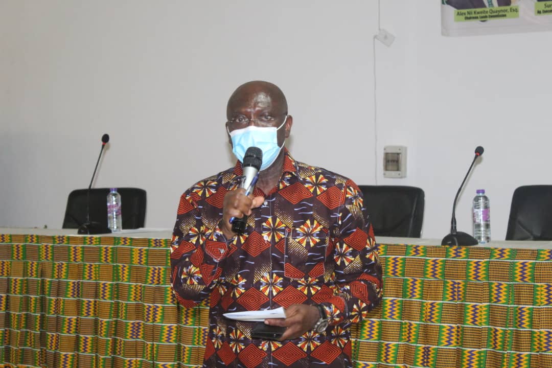 Mr James E. K. Dadson Ag. Executive Secretary of Lands Commission addressing the institutional Excellence in Services Delivery through Modern Technology in Accra.